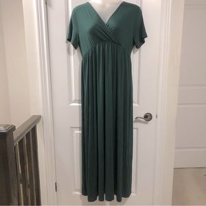 Xpenyo Maternity Maxi Long Wrap Dress size 2X Dark Green